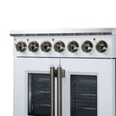 FORNO Massimo 30-Inch French Door Electric Range with 5 Radiant Burners, 4.32 Cu. Ft. True Convection Oven, Air Fryer Kit in White with Antique Brass Trim (FFSEL6955-30WHT)