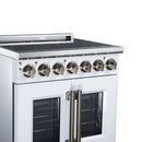 FORNO Massimo 30-Inch French Door Electric Range with 5 Radiant Burners, 4.32 Cu. Ft. True Convection Oven, Air Fryer Kit in White with Antique Brass Trim (FFSEL6955-30WHT)