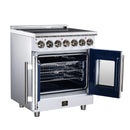 FORNO Massimo 30-Inch French Door Electric Range with 5 Radiant Burners, 4.32 Cu. Ft. True Convection Oven, Air Fryer Kit in White with Antique Brass Trim (FFSEL6955-30WHT)