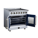 FORNO Massimo 36-Inch French Door Electric Range with 5 Radiant Burners, 5.36 Cu. Ft. True Convection Oven, Air Fryer Kit in White with Antique Brass Trim (FFSEL6955-36WHT)