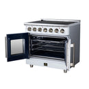 FORNO Massimo 36-Inch French Door Electric Range with 5 Radiant Burners, 5.36 Cu. Ft. True Convection Oven, Air Fryer Kit in White with Antique Brass Trim (FFSEL6955-36WHT)