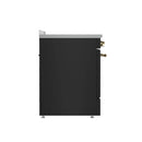 Forno 5-Piece Appliance Package - 30-Inch Electric Range, Wall Mount Range Hood, 60-Inch Refrigerator, Dishwasher, and 30-Inch Microwave Drawer in Black with Antique Brass Handle