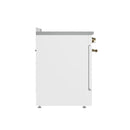 Forno 4-Piece Appliance Package - 30-Inch Electric Range, Wall Mount Range Hood, 60-Inch Refrigerator, and Dishwasher in White with Antique Brass Handle