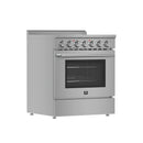 Forno 5-Piece Appliance Package - 30-Inch Electric Range, Wall Mount Range Hood, 60-Inch Refrigerator, Dishwasher, and 24-Inch Microwave Drawer in Stainless Steel