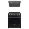 Forno Espresso 2-Piece Appliance Package - 30-Inch Electric Range with 5.0 Cu.Ft. Electric Oven and Under Cabinet Range Hood in Black with Antique Brass Trim (FBDL-002-02CA)