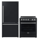 Forno 2-Piece Appliance Package - 30-Inch Leonardo Espresso Electric Range and 31-Inch Refrigerator in Black with Stainless Steel Handle (FBDL-003-02CA)