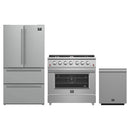 Forno 3-Piece Appliance Package - 36-Inch Gas Range, French Door Refrigerator, and Dishwasher in Stainless Steel (FBDL-004-01CAUS)