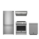 Forno 4-Piece Appliance Package - 30-Inch Leonardo Espresso Electric Range, Range Hood, 31-Inch Refrigerator and Dishwasher in Stainless Steel (FBDL-006-01CA)