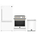 Forno 3-Piece Appliance Package - 30-Inch Leonardo Espresso Electric Range, Refrigerator, & Dishwasher in White with Antique Brass Handle (FBDL-007-03CA)