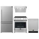 FORNO 4-Piece Appliance Package- 30-Inch Electric Range, Under Cabinet Range Hood, 31-Inch Refrigerator, and Built-In Dishwasher in Stainless Steel (FBDL-010-01US)