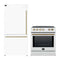 Forno 2-Piece Appliance Package - 30-Inch Slide-In Induction Range and 31-Inch Refrigerator, Left Hinge in White with Antique Brass Handle (FBDL-014-07CAUS)