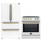 Forno 2-Piece Appliance Package - 30-Inch Slide-In Induction Range and 36-Inch French Door Refrigerator in White with Antique Brass Handle (FBDL-014-08CAUS)
