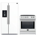 Forno 2-Piece Appliance Package - 30-Inch Slide-In Induction Range and 36-Inch Side by Side Refrigerator with Water Dispenser in White with Stainless Steel Handle (FBDL-014-09CAUS)