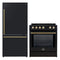 Forno 2-Piece Appliance Package - 30-Inch Slide-In Induction Range and 31-Inch Refrigerator, Right Hinge in Black with Antique Brass Handle (FBDL-014-11CAUS)