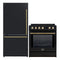 Forno 2-Piece Appliance Package - 30-Inch Slide-In Induction Range and 31-Inch Bottom Freezer Door Refrigerator in Black with Antique Brass Handle (FBDL-014-12CAUS)