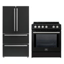 Forno 2-Piece Appliance Package - 30-Inch Slide-In Induction Range and 36-Inch French Door Refrigerator in Black with Stainless Steel Handle (FBDL-014-13CAUS)