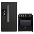 Forno 2-Piece Appliance Package - 30-Inch Slide-In Induction Range and 36-Inch Side by Side Refrigerator with Water Dispenser in Black with Stainless Steel Handle (FBDL-014-14CAUS)