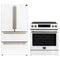 Forno 2-Piece Appliance Package - 30-Inch Induction Range and 36-Inch French Door Refrigerator in White with Antique Brass Handle (FBDL-015-08CAUS)