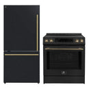 Forno 2-Piece Appliance Package - 30-Inch Induction Range and 31-Inch Bottom Freezer Door Refrigerator in Black with Antique Brass Handle (FBDL-015-12CAUS)
