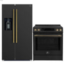 Forno 2-Piece Appliance Package - 30-Inch Induction Range and 36-Inch Side by Side Refrigerator with Water Dispenser in Black with Antique Brass Handle (FBDL-015-14CAUS)