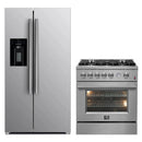 FORNO 2-Piece Appliance Package- 30-Inch Gas Range and 36-Inch Refrigerator with Water Dispenser in Stainless Steel (FBDL-020-03-CAUS)