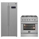 FORNO 2-Piece Appliance Package- 30-Inch Gas Range and 33-Inch Side-by-Side Refrigerator in Stainless Steel (FBDL-021-01CAUS)