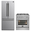 FORNO 2-Piece Appliance Package- 30-Inch Gas Range and 30-Inch French Door Refrigerator in Stainless Steel (FBDL-021-02CAUS)