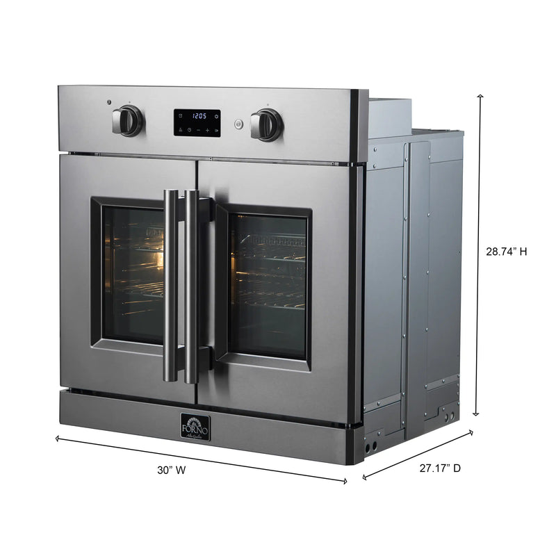 Forno 3-Piece Appliance Package - 36-Inch Spezia Gas Rangetop, 30-Inch Wall Oven in Stainless Steel, & 30-Inch Compact Oven in Stainless Steel
