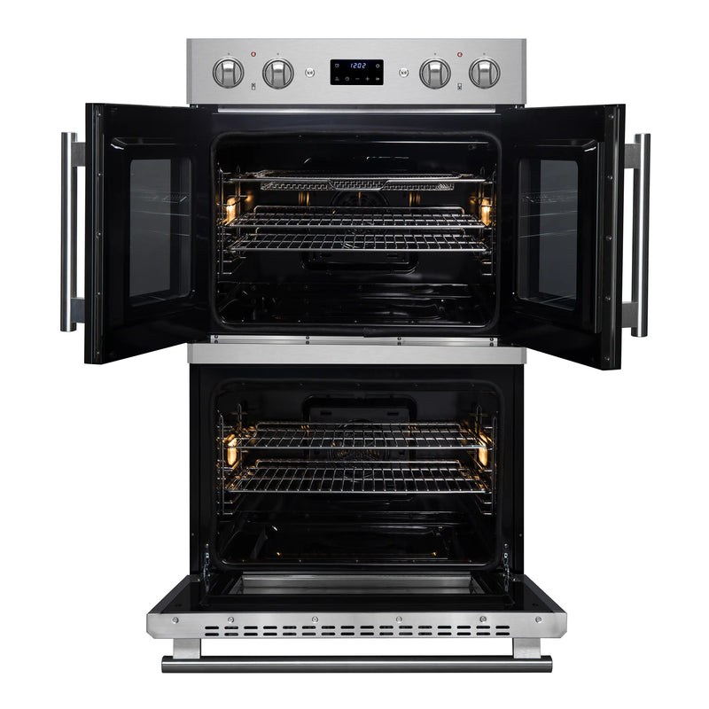 Forno 3-Piece Appliance Package - 36-Inch Spezia Gas Rangetop, 30-Inch French Door Double Wall Oven in Stainless Steel, & 30-Inch Compact Oven in Stainless Steel