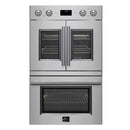 Forno 3-Piece Appliance Package - 36-Inch Spezia Gas Rangetop, 30-Inch French Door Double Wall Oven in Stainless Steel, & 30-Inch Compact Oven in Stainless Steel