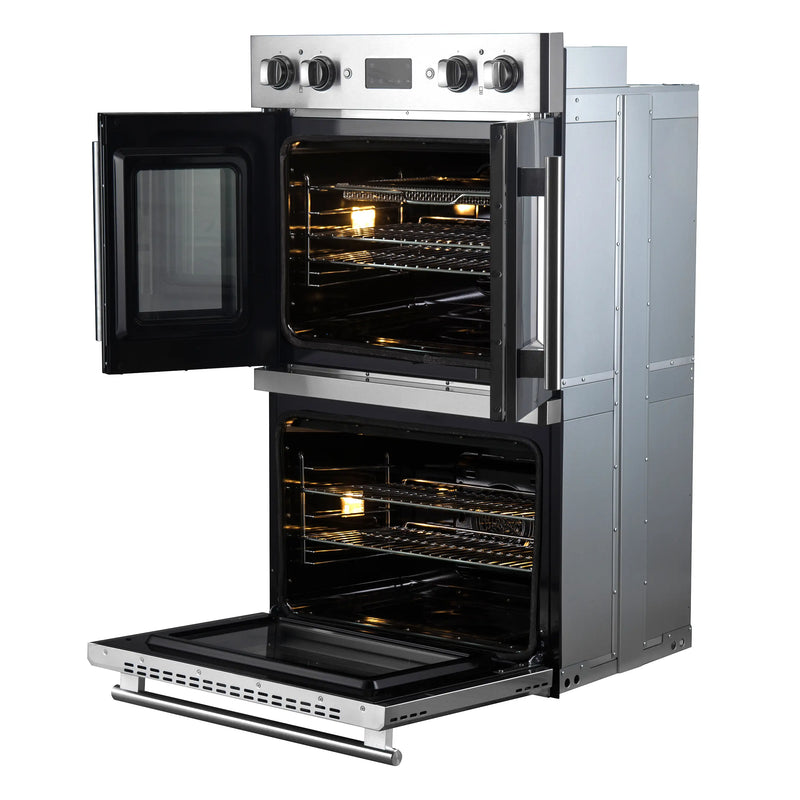Forno 3-Piece Appliance Package - 36-Inch Spezia Gas Rangetop, 30-Inch French Door Double Wall Oven in Stainless Steel, & 30-Inch Compact Oven in Stainless Steel