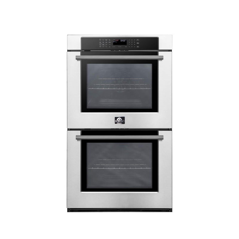 Forno 3-Piece Appliance Package - 36-Inch Lseo Gas Rangetop, 30-Inch Double Wall Oven in Stainless Steel, & 30-Inch Compact Oven