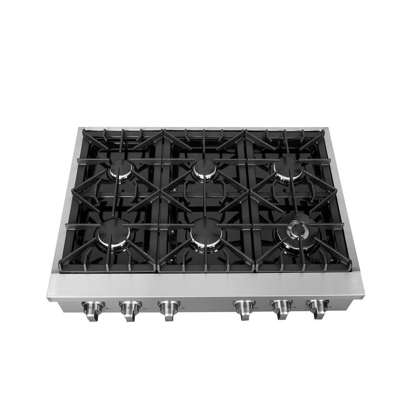 Forno 3-Piece Appliance Package - 36-Inch Lseo Gas Rangetop, 30-Inch Double Wall Oven in Stainless Steel, & 30-Inch Compact Oven