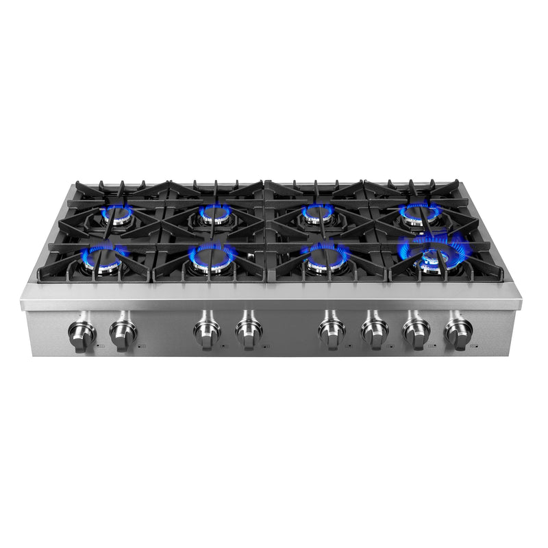 Forno 2-Piece Appliance Package - 48-Inch Lseo Gas Rangetop & 30-Inch Double Wall Oven in Stainless Steel