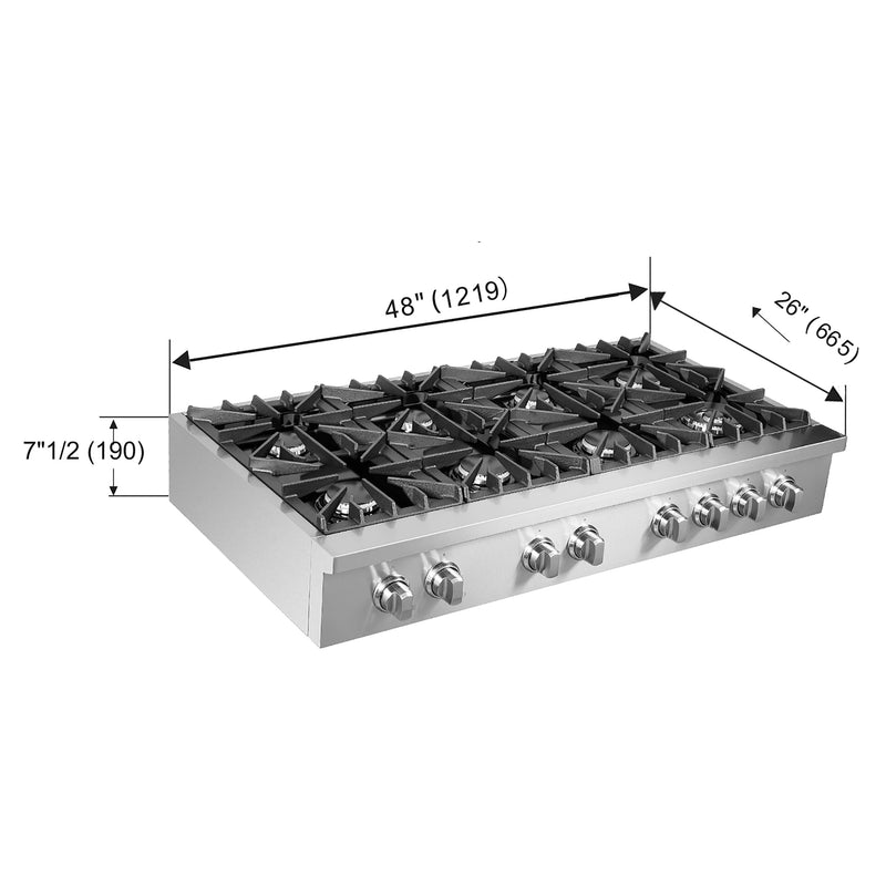 Forno 2-Piece Appliance Package - 48-Inch Lseo Gas Rangetop & 30-Inch Double Wall Oven in Stainless Steel