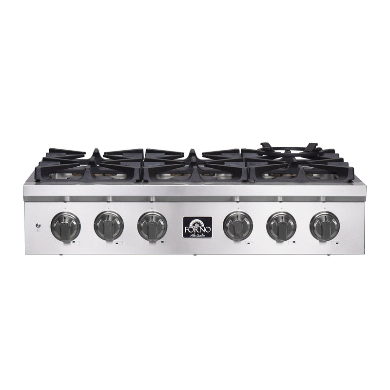 Forno 3-Piece Appliance Package - 36-Inch Spezia Gas Rangetop, 30-Inch Wall Oven in Stainless Steel, & 30-Inch Compact Oven in Stainless Steel