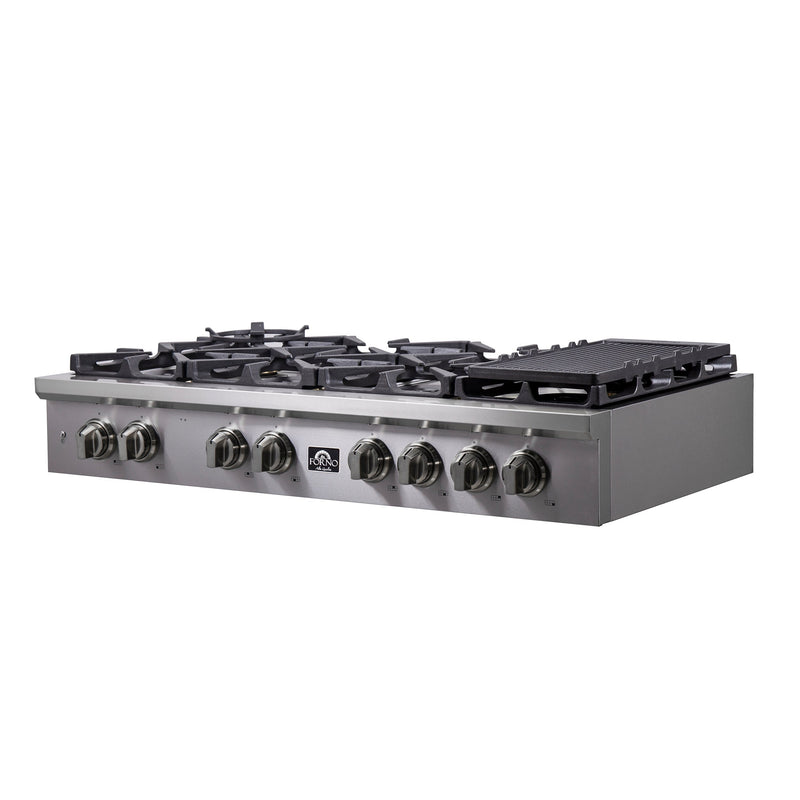 Forno 2-Piece Appliance Package - 48-Inch Spezia Gas Rangetop & 30-Inch French Wall Oven in Stainless Steel