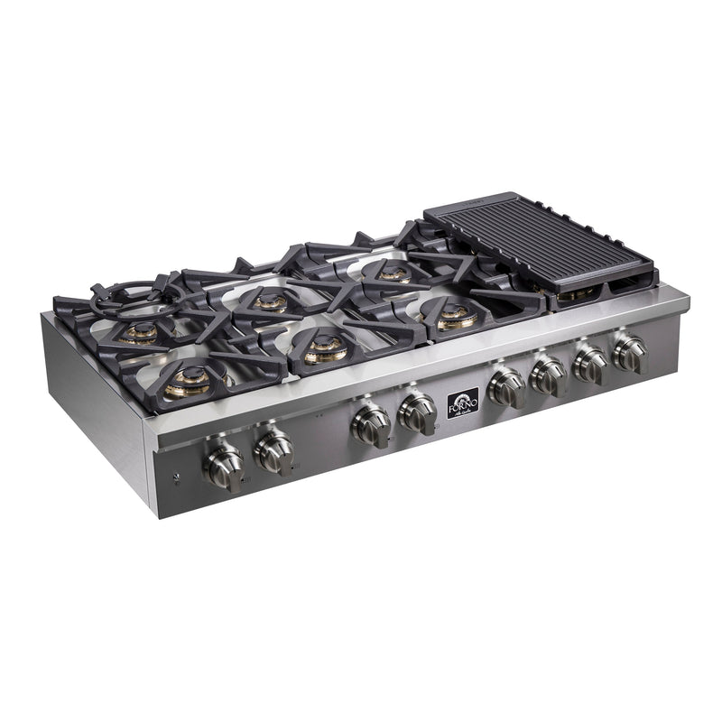 Forno 2-Piece Appliance Package - 48-Inch Spezia Gas Rangetop & 30-Inch French Wall Oven in Stainless Steel