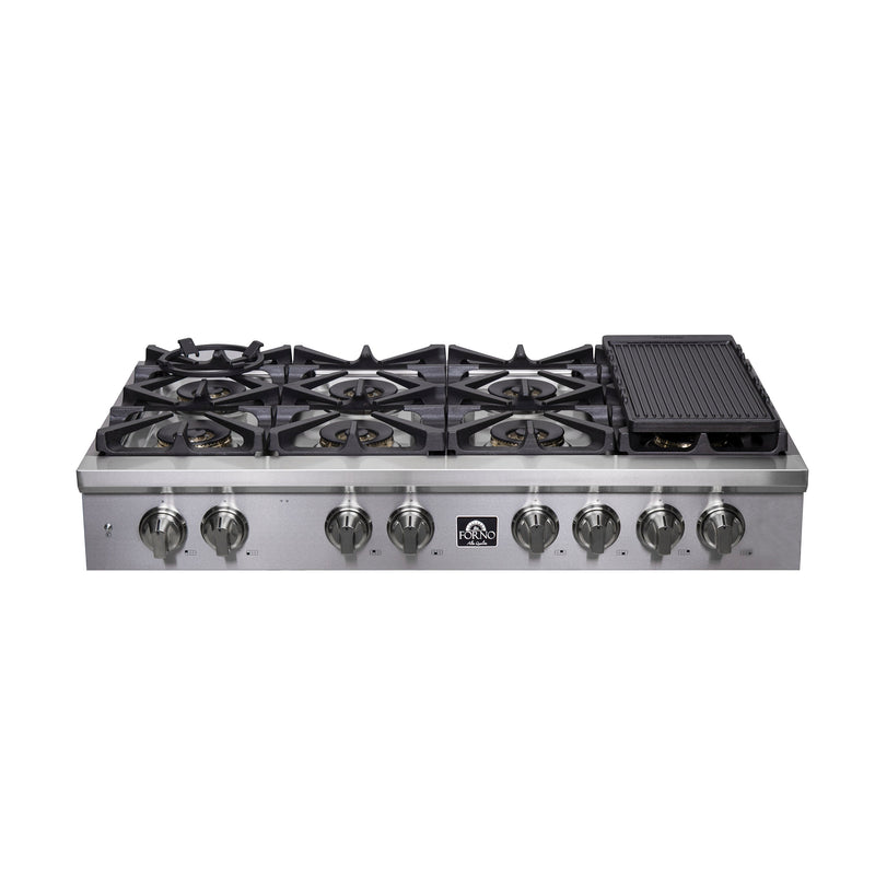 Forno 2-Piece Appliance Package - 48-Inch Spezia Gas Rangetop & 30-Inch French Door Double Wall Oven in Stainless Steel
