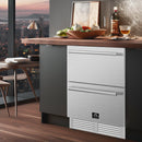 Forno 2-piece Appliance Package - 24-Inch Built-In Indoor/Outdoor Drawer Freezer and 24-Inch Drawer Refrigerator in Stainless Steel