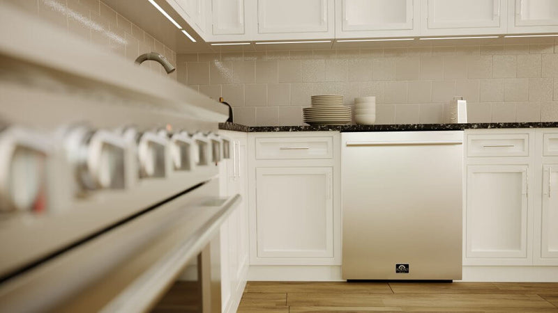 Forno 4-Piece Pro Appliance Package - 36-Inch Gas Range, Refrigerator, Wall Mount Hood, & 3-Rack Dishwasher in Stainless Steel