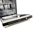 Forno Espresso 3-Piece Appliance Package - 30-Inch Induction Range, Refrigerator with Water Dispenser and Dishwasher in Stainless Steel with Antique Brass Trim