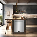 Forno 4-Piece Appliance Package - 30-Inch Espresso Electric Range , Wall Mount Range Hood, 36-Inch French Door Refrigerator, and Dishwasher in Stainless Steel