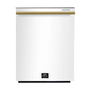 Forno Espresso Pozzo 24-Inch Built-In Tall Tub Top Control Dishwasher, 49 dBA, in White with Antique Brass Handle (FDWBI8067-24WHT)