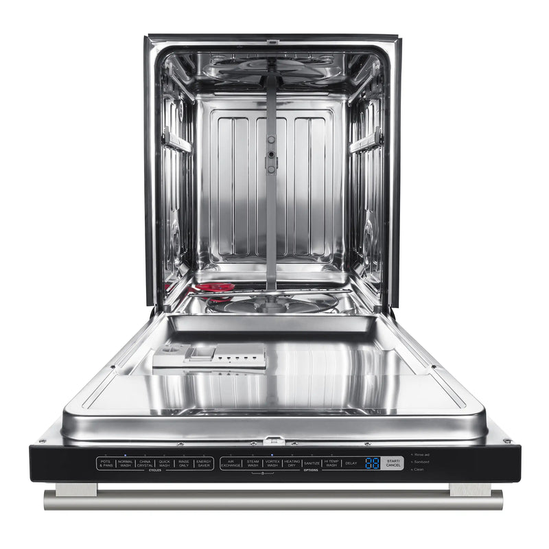 Forno 3-Piece Appliance Package - 36-Inch Antico Dual Fuel Range, 60-Inch Refrigerator, Dishwasher in White with Antique Brass Handle