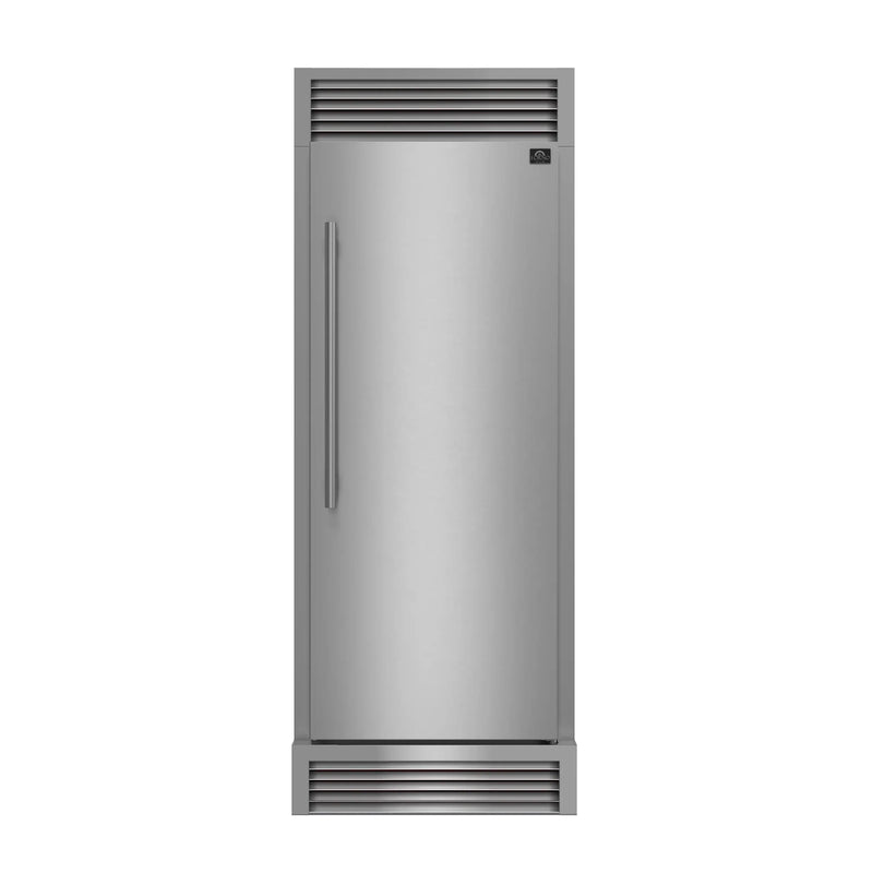 Forno Maderno 28-Inch Built-In 13.6 Cu. Ft. Convertible Refrigerator in Stainless Steel, Right Swing with Decorative Grill (FFFFD1722-32RSG)
