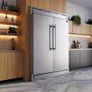 Forno 60-Inch Maderno 2-Piece Convertible Built-In Refrigerator/Freezer with Decorative Grille Trim, 27.2 cu.ft. in Stainless Steel shown in a styled kitchen