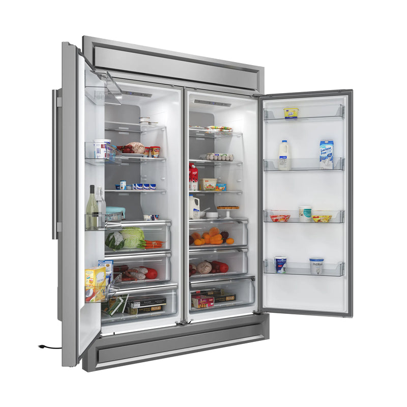 Forno 4-Piece Appliance Package - 36-Inch Gas Range, Wall Mount Range Hood, 60-Inch Built-In Convertible Refrigerator, and Dishwasher in Stainless Steel