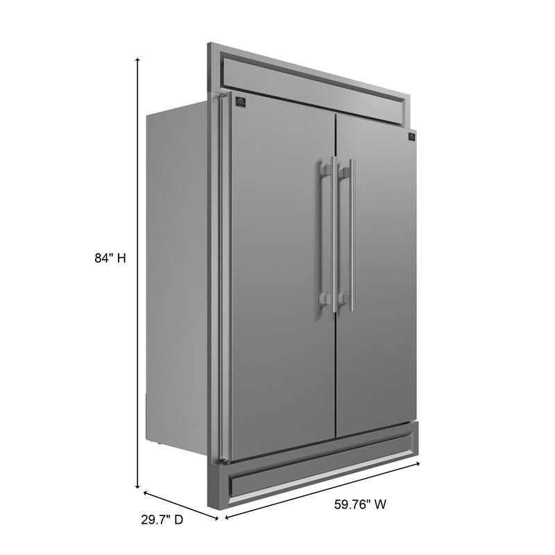 Forno 4-Piece Appliance Package - 36-Inch Gas Range, Wall Mount Range Hood, 60-Inch Built-In Convertible Refrigerator, and Dishwasher in Stainless Steel