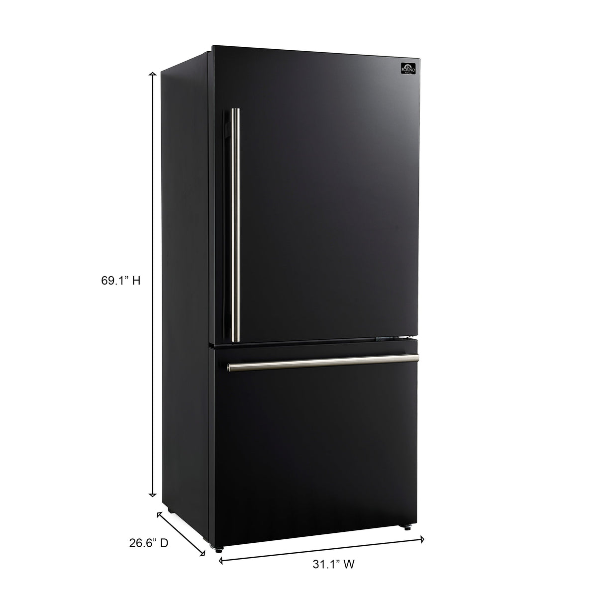 Forno Milano Espresso 31-Inch 17.2 cu. ft. Bottom Freezer Right Swing